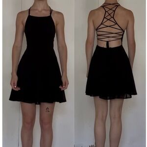 Black Corseted-Back Mini Dress